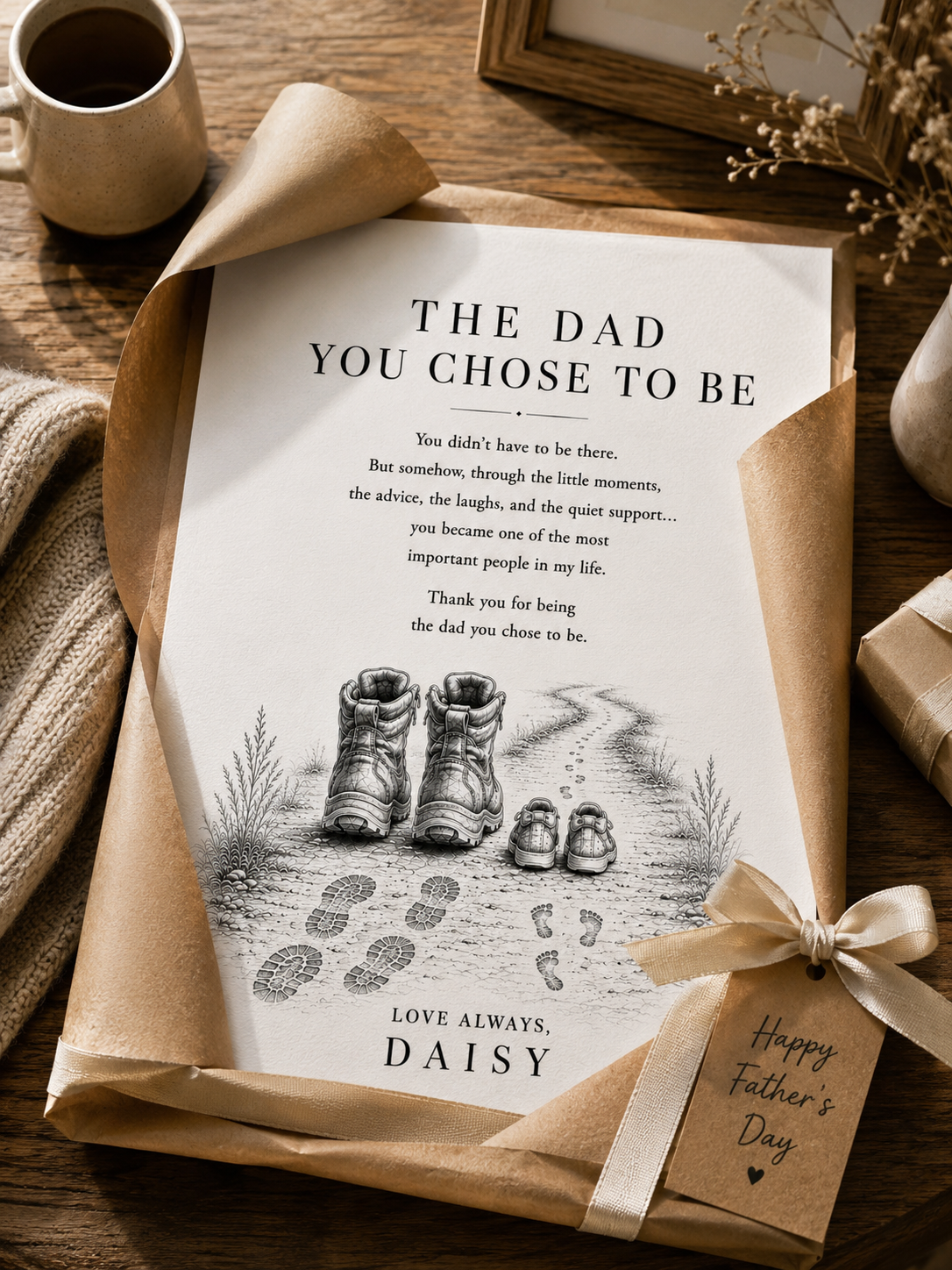 The Dad You Chose To Be | Personalised Father’s Day Print. (Unframed) | Stepdad Gift | Dad Keepsake | Father Figure Gift