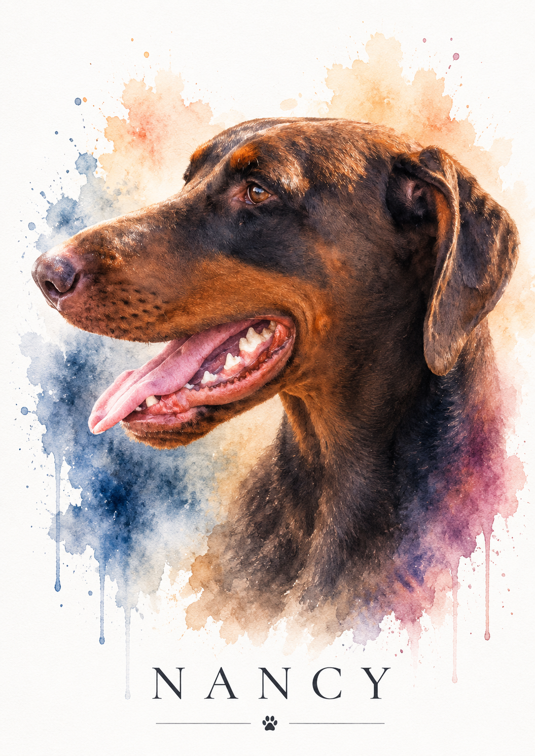 Luxury Personalised Watercolour Pet Portrait | Custom Dog & Cat Portrait | Pet Memorial Gift | Digital Download