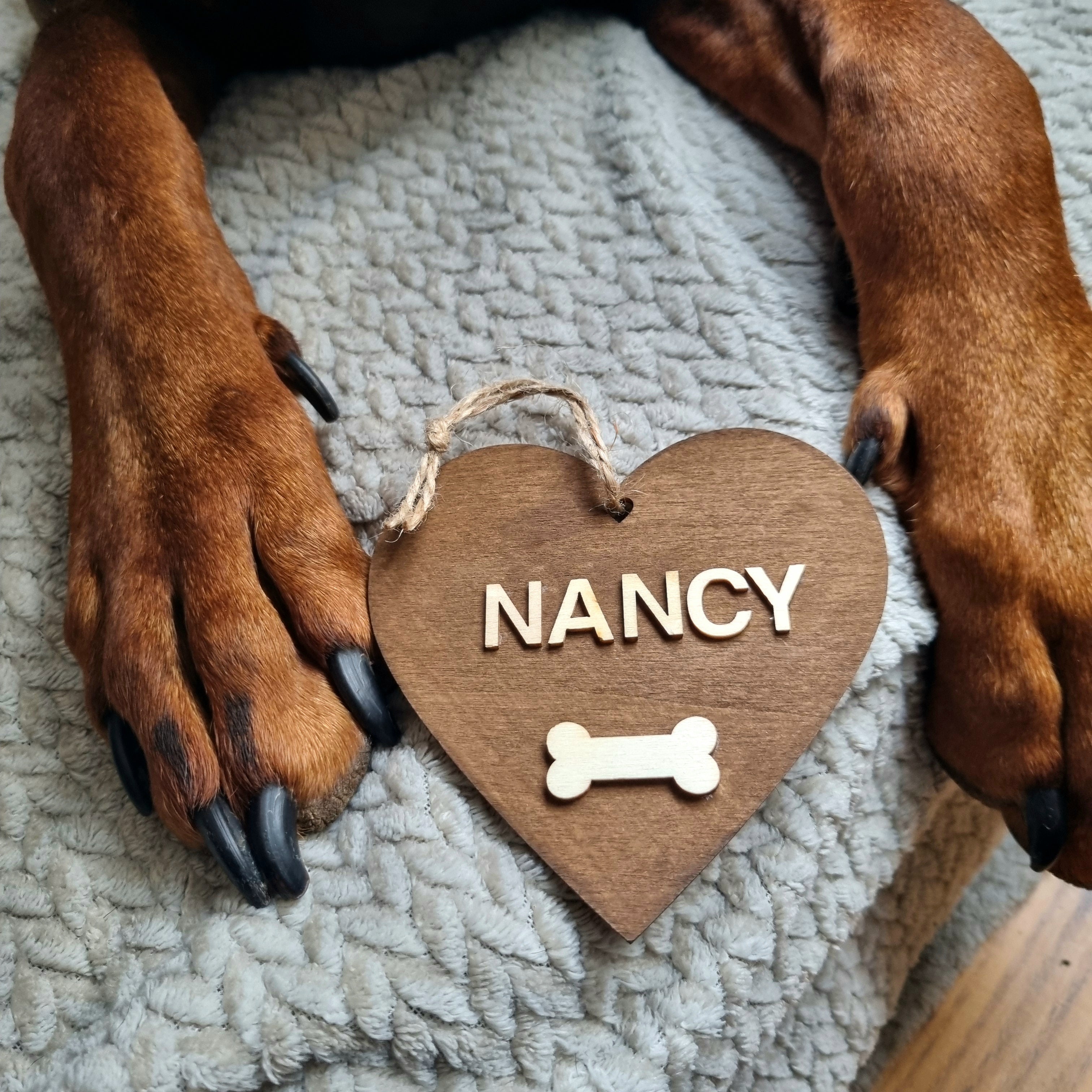 Personalised Wooden Dog Name Tag