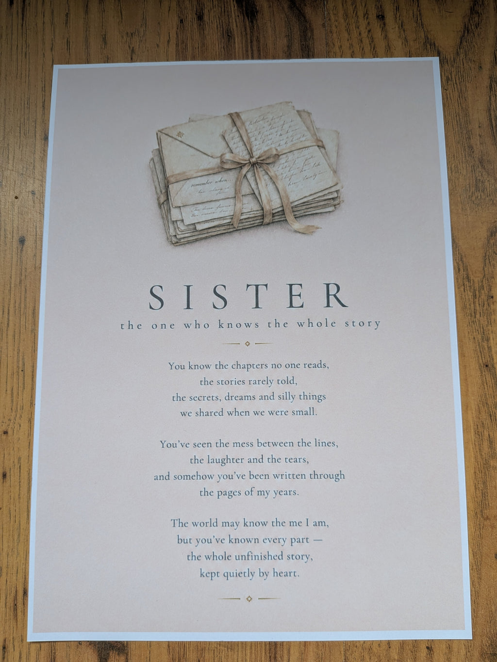 Sister – The One Who Knows the Whole Story | A4 Sentimental Print