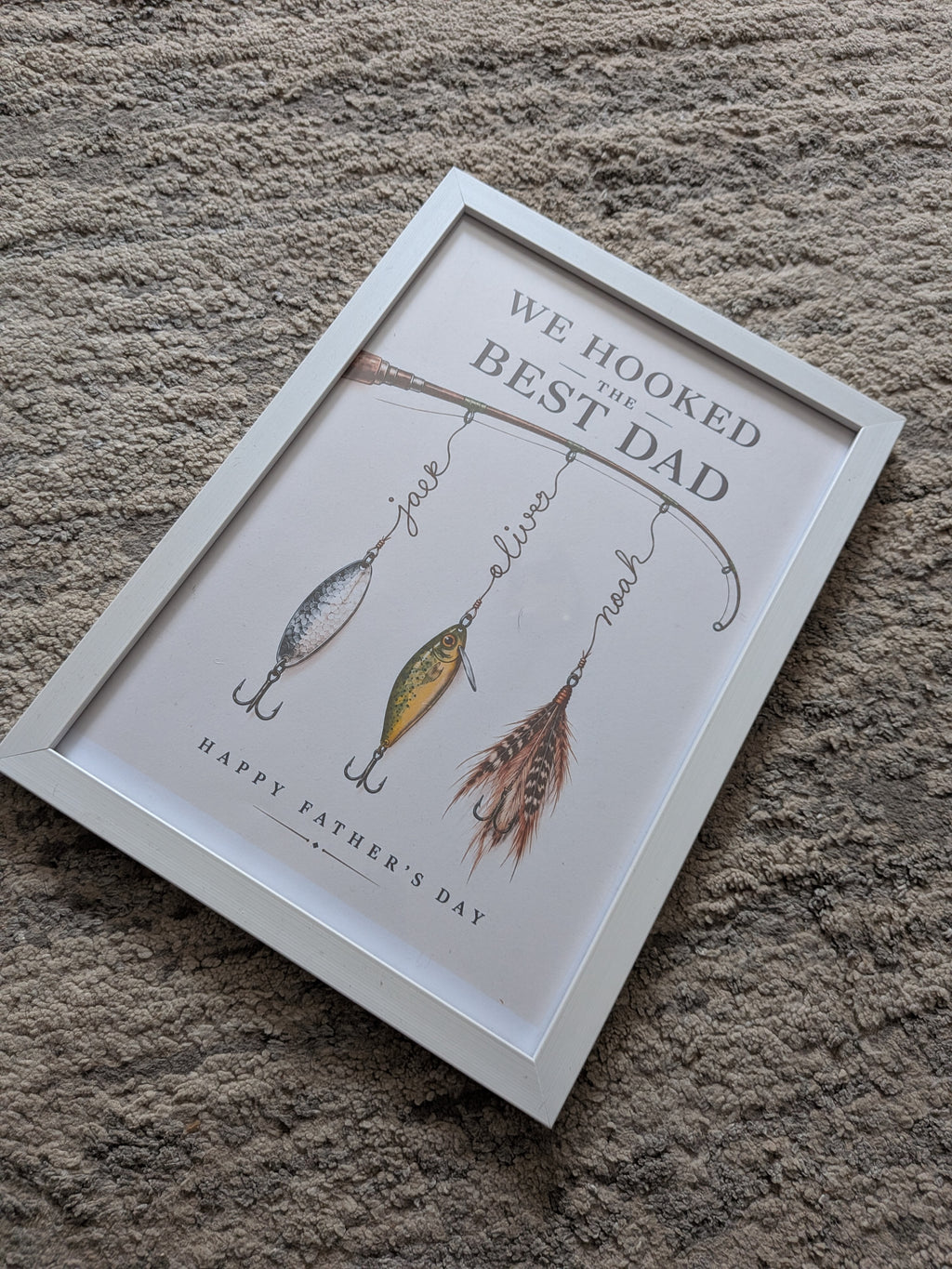 We Hooked The Best Dad | Personalised Fishing Print | Father’s Day Gift