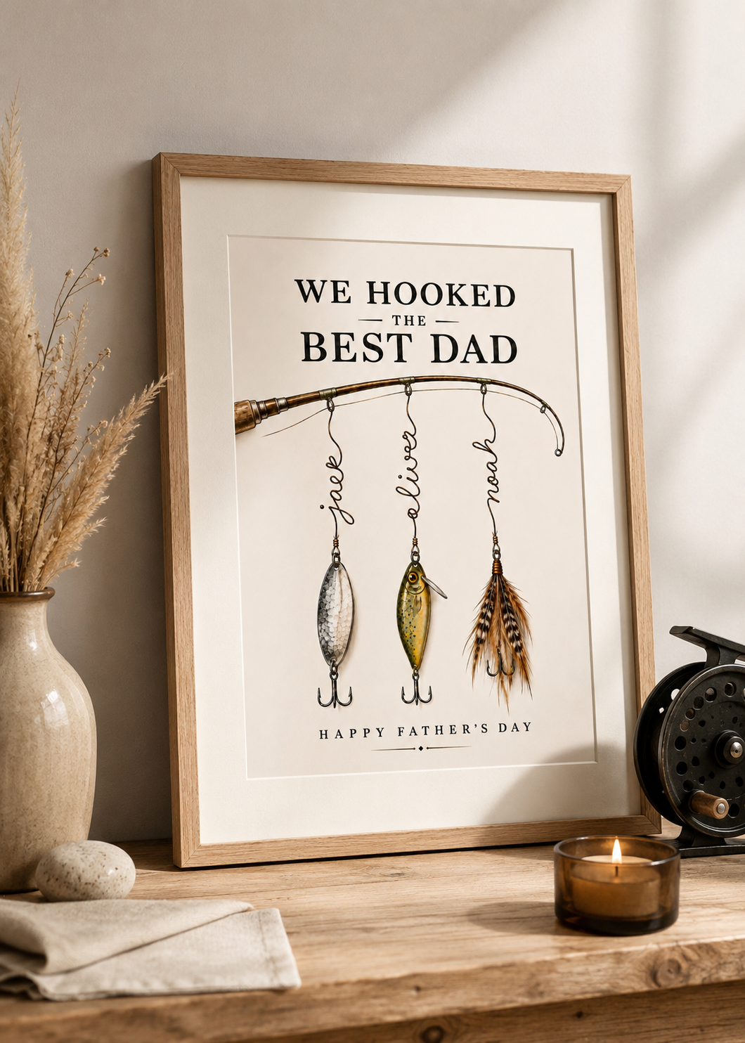 We Hooked The Best Dad | Personalised Fishing Print | Father’s Day Gift