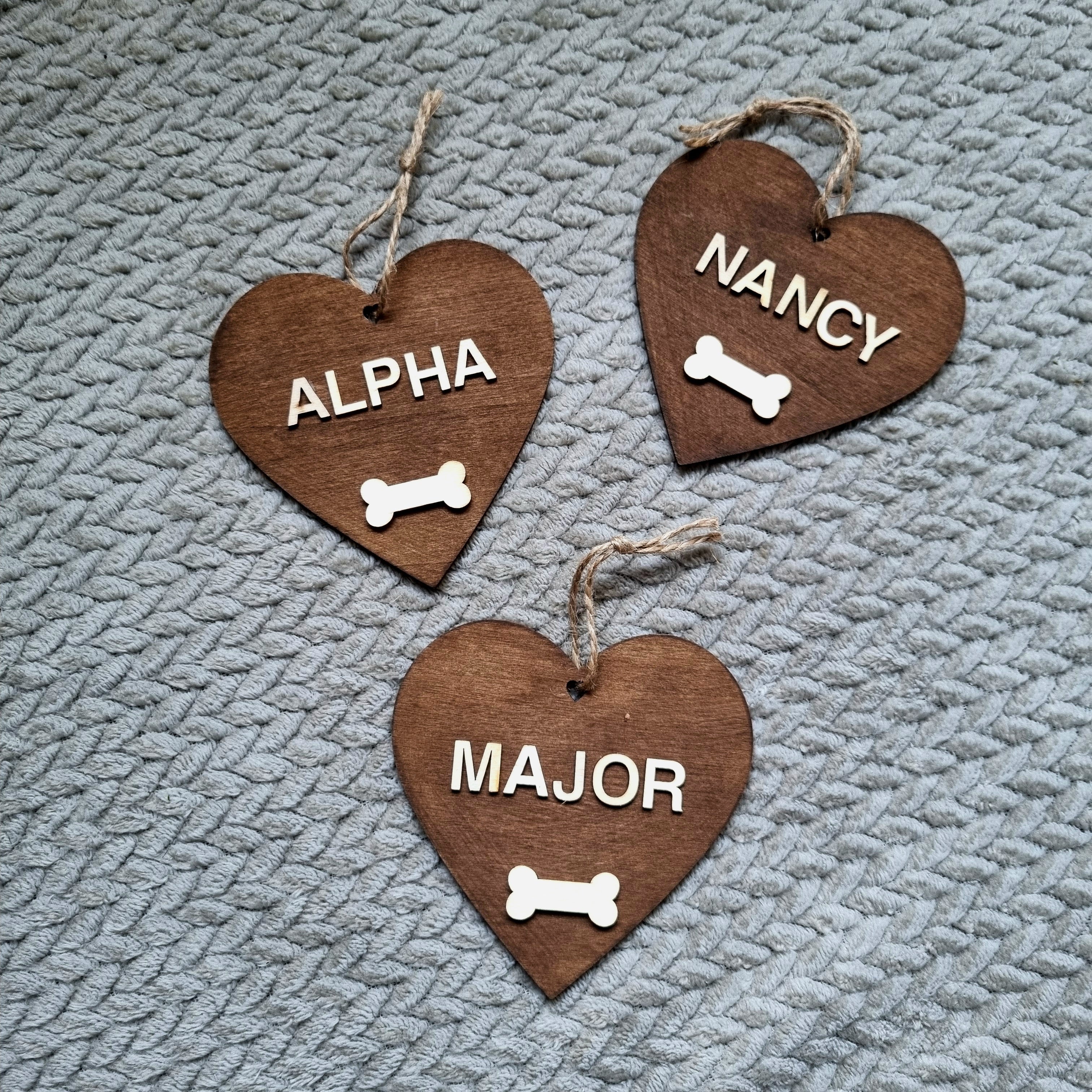 Personalised Wooden Dog Name Tag