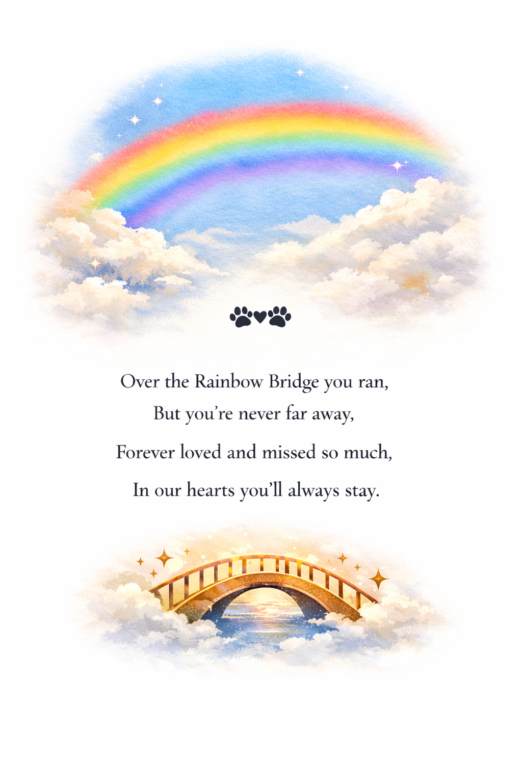 Rainbow Bridge Gift – Pet Memorial Pocket Hug Keepsake UK