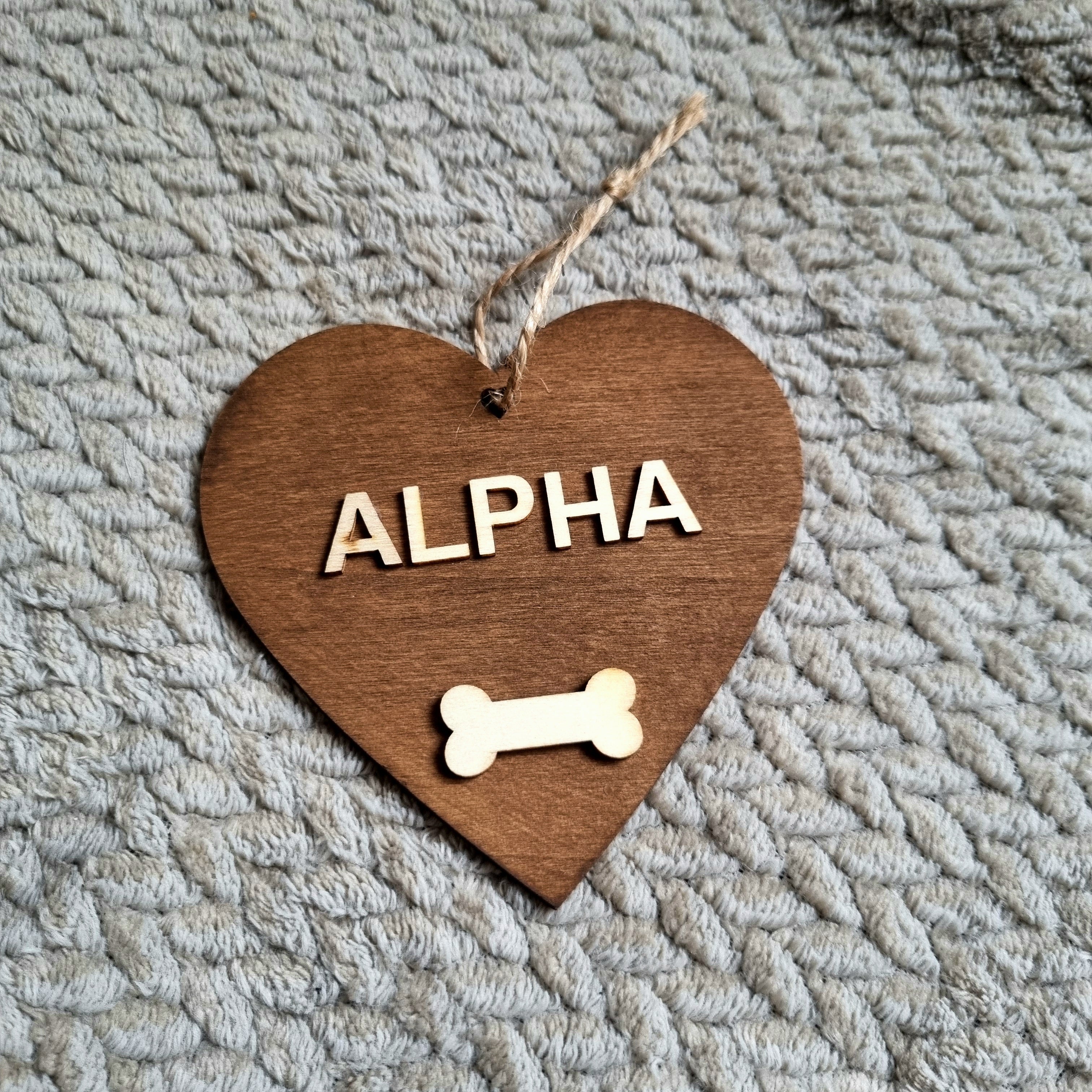 Personalised Wooden Dog Name Tag