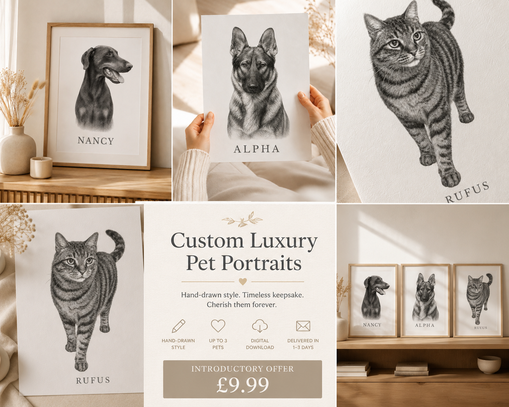 Luxury Custom Pet Portrait | Personalised Digital Download