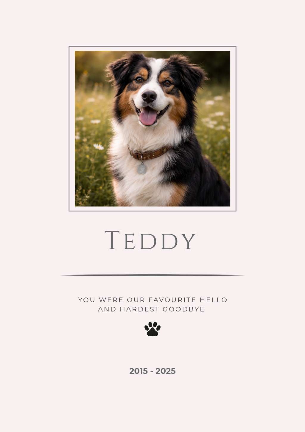Personalised Pet Memorial Print