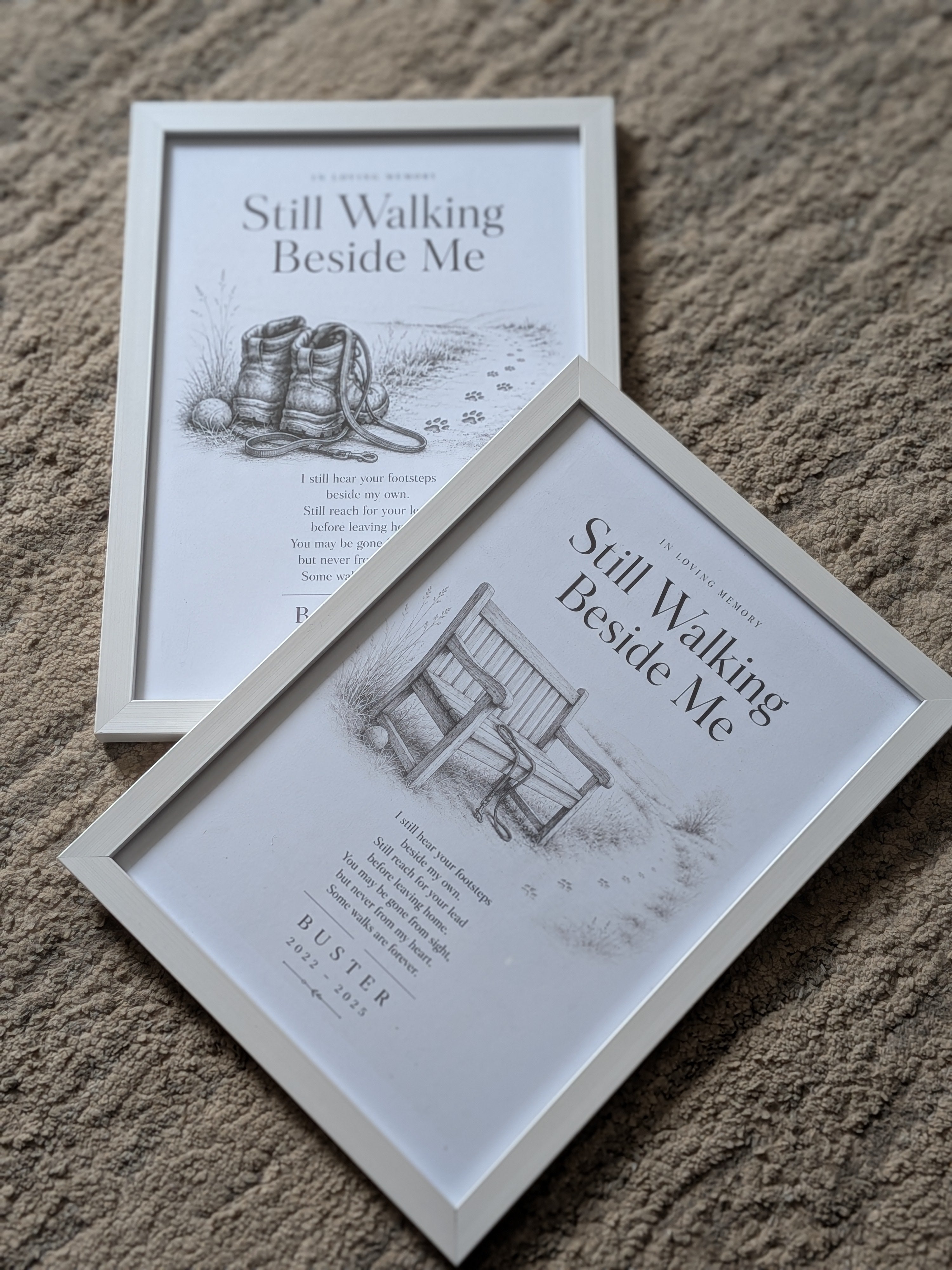 Personalised Pet Memorial Print – Still Walking Beside Me – Custom Dog Loss Gift – Pet Sympathy Keepsake – A4 Memorial Wall Art