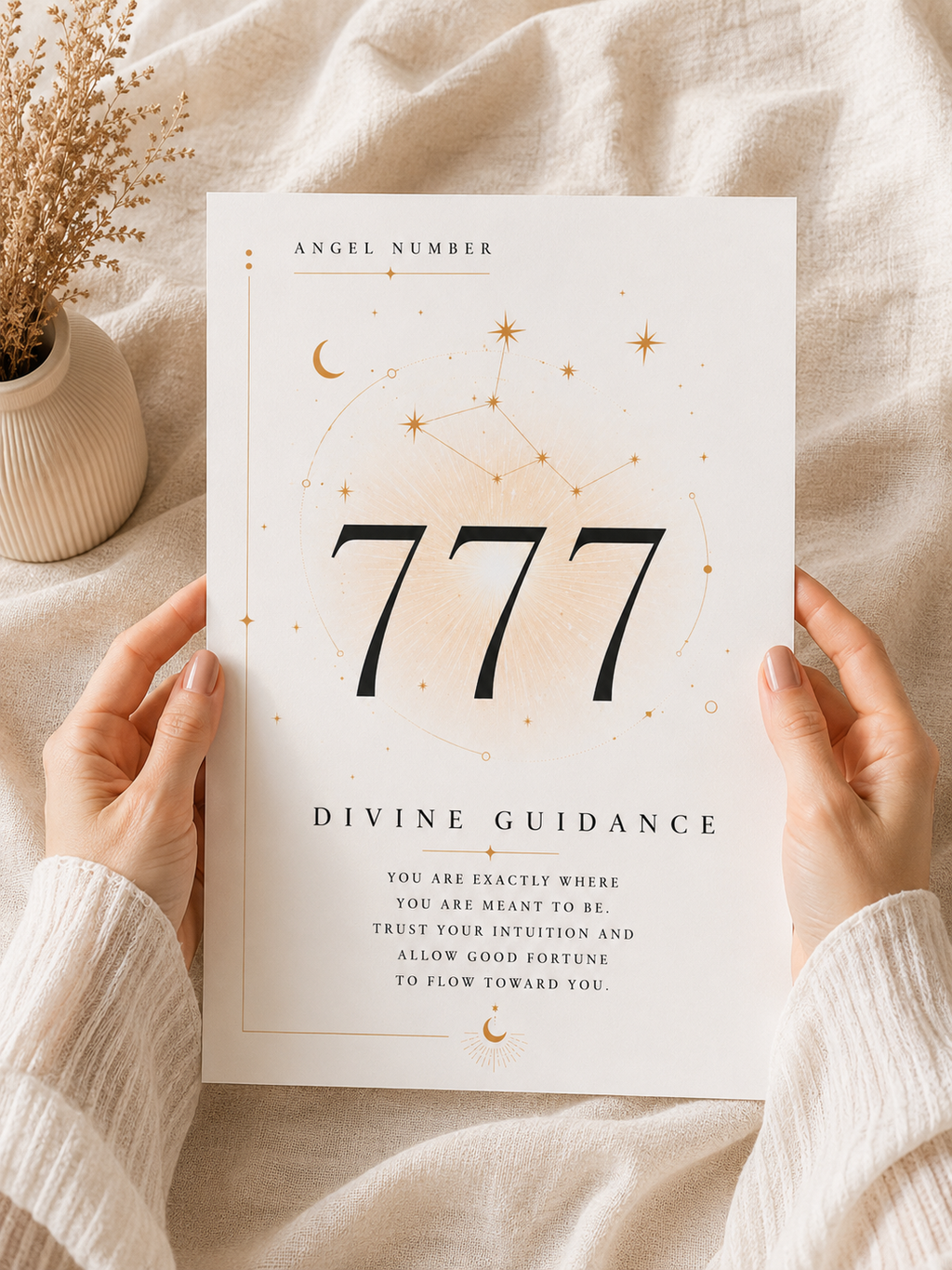 777 Angel Number Print – Divine Guidance Wall Art