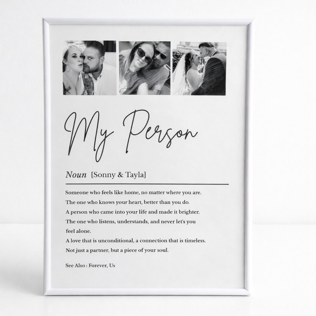 Personalised “My Person” Framed Photo Print – Custom Couple Definition Wall Art – Anniversary / Wedding Gift