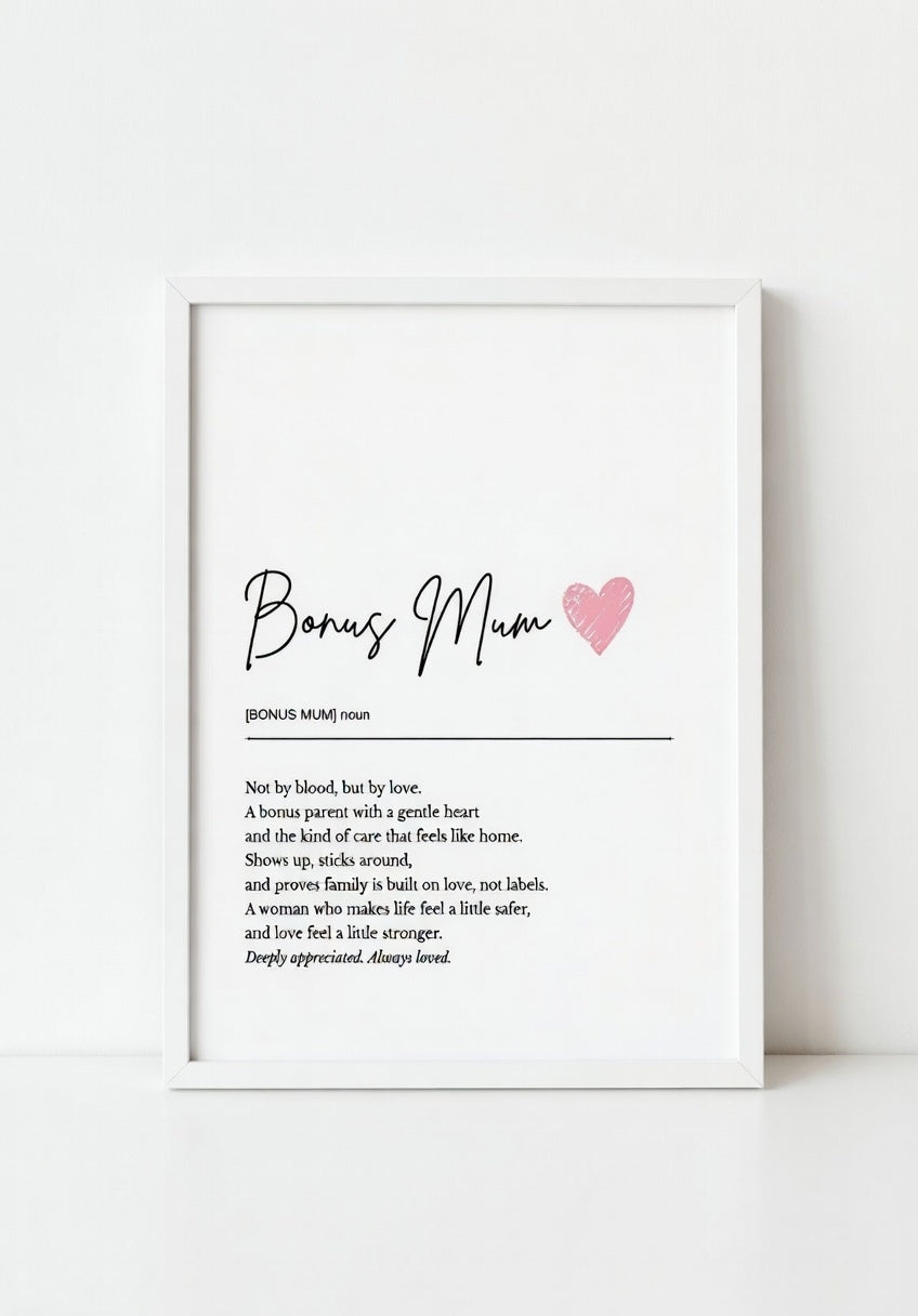 Bonus Mum Definition Print – Noun Wall Art Gift for Mum UK