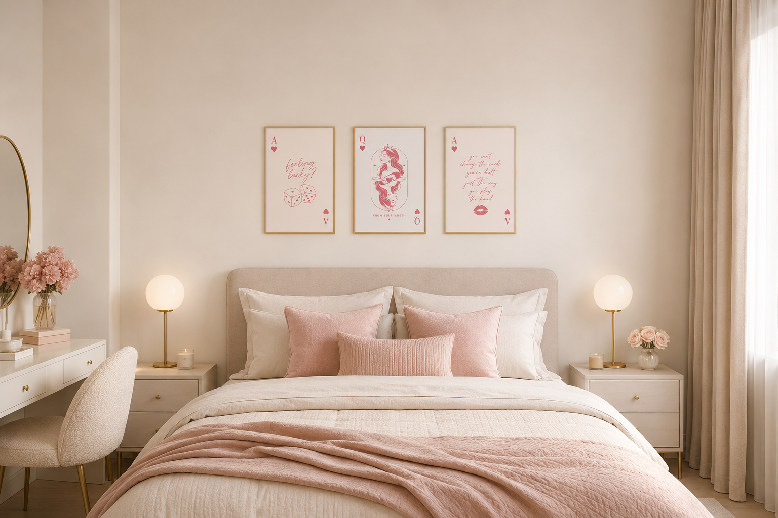 Blush Playing Card Print Set | Feminine Printable Wall Art