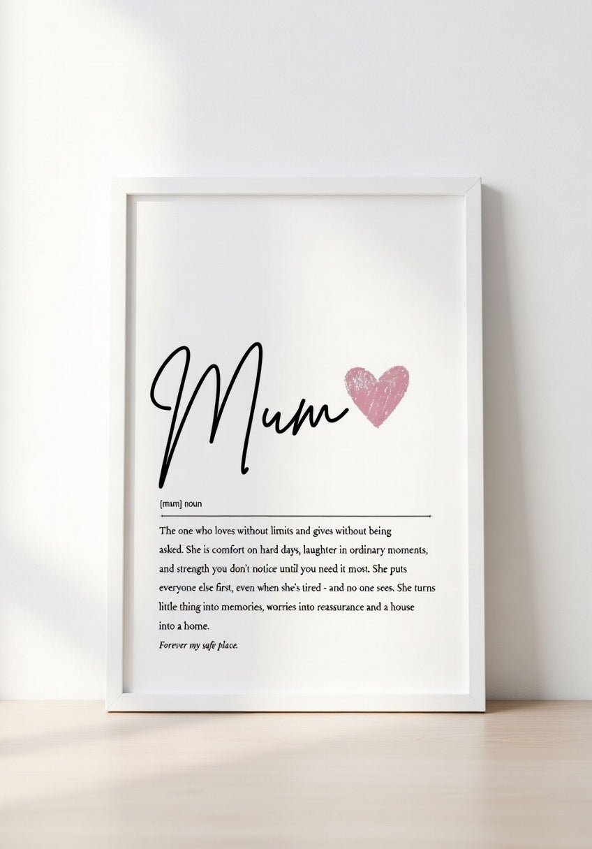 Mum Definition Print – Noun Wall Art Gift for Mum UK