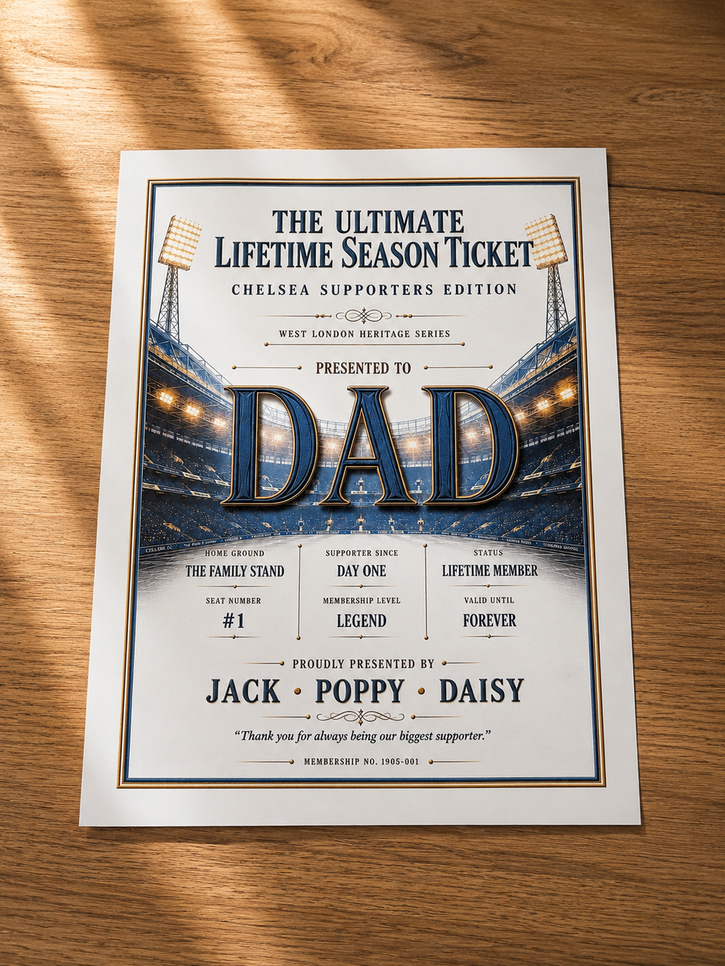 Personalised Football Heritage Certificate Print | Dad Football Gift | Supporters Edition Wall Art | Father’s Day Gift for Dad