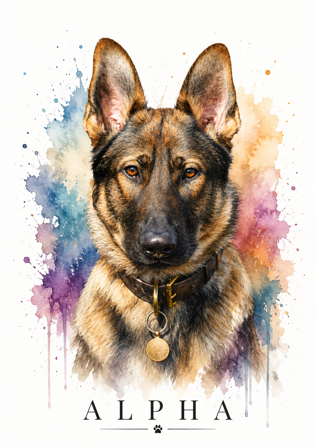 Luxury Personalised Watercolour Pet Portrait | Custom Dog & Cat Portrait | Pet Memorial Gift | Digital Download