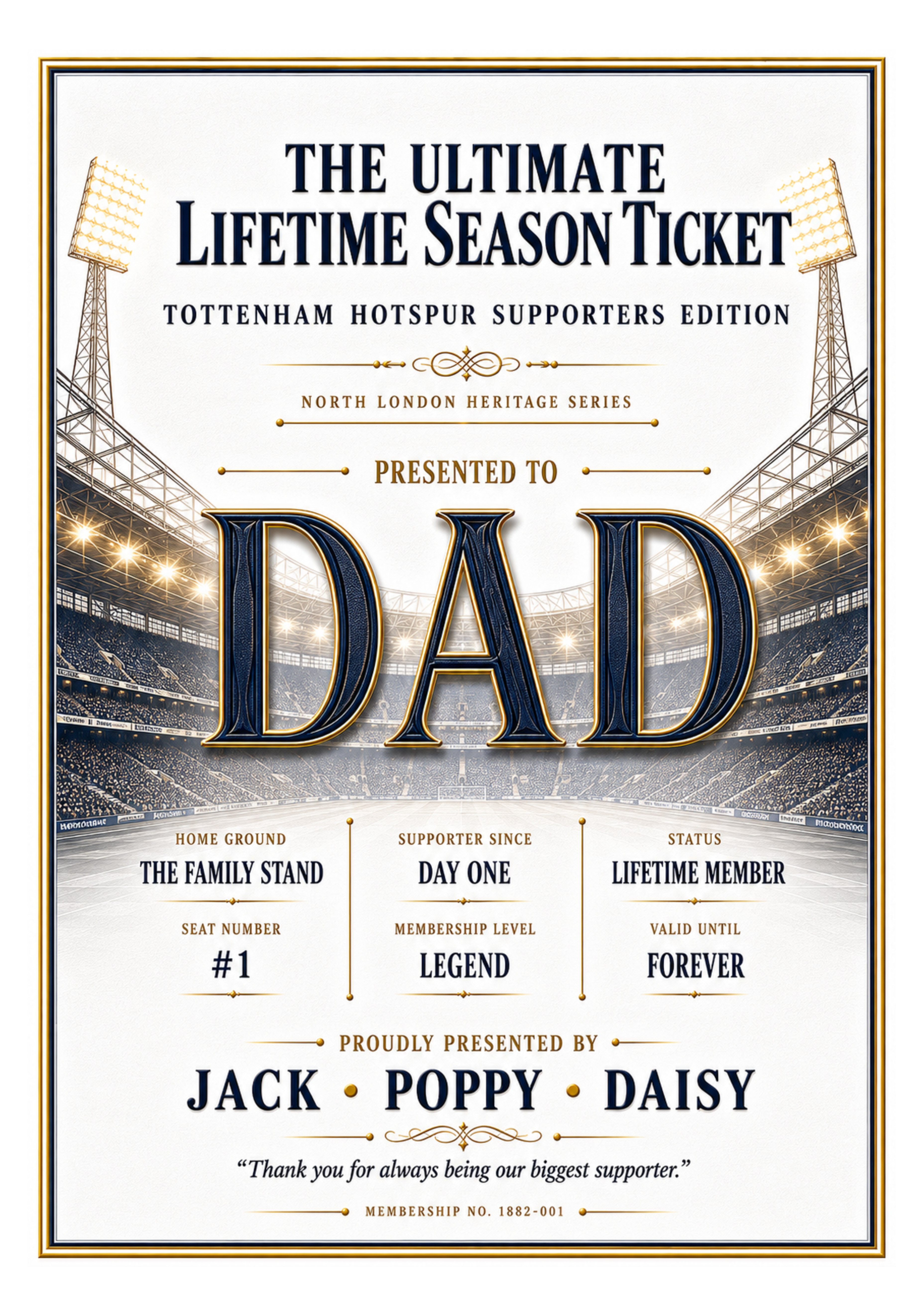 Personalised Football Heritage Certificate Print | Dad Football Gift | Supporters Edition Wall Art | Father’s Day Gift for Dad