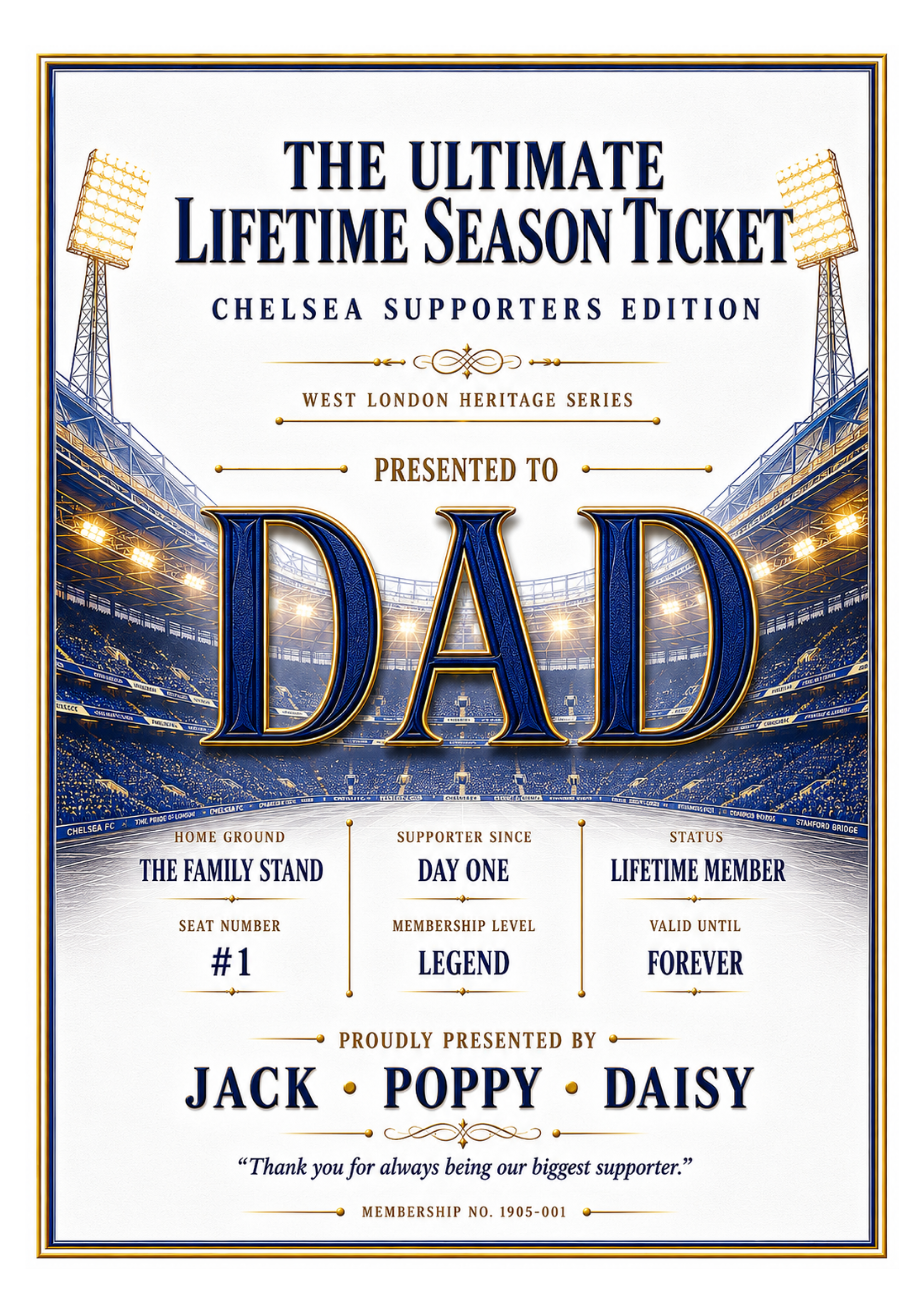 Personalised Football Heritage Certificate Print | Dad Football Gift | Supporters Edition Wall Art | Father’s Day Gift for Dad