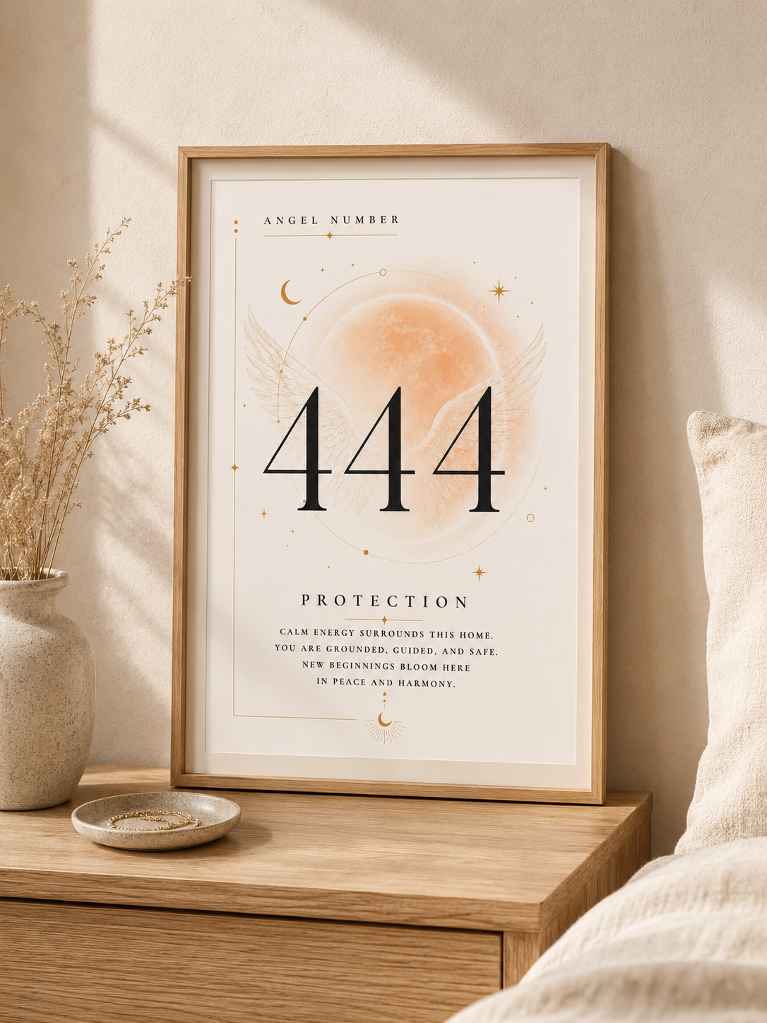 444 Angel Number Print – Protection Wall Art