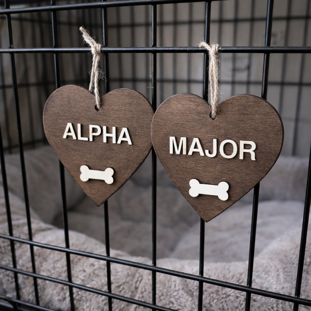 Personalised Wooden Dog Name Tag