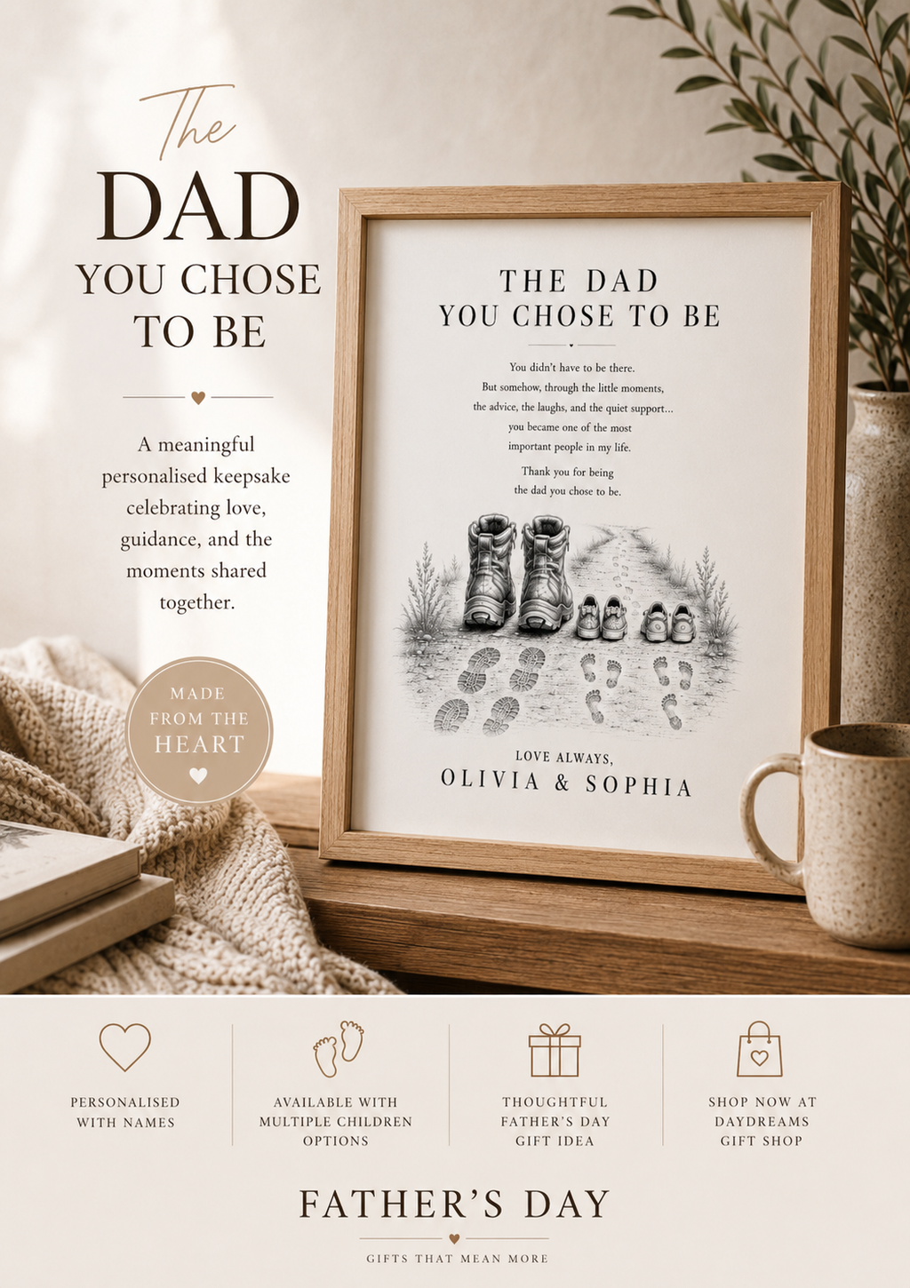 The Dad You Chose To Be | Personalised Father’s Day Print. (Unframed) | Stepdad Gift | Dad Keepsake | Father Figure Gift