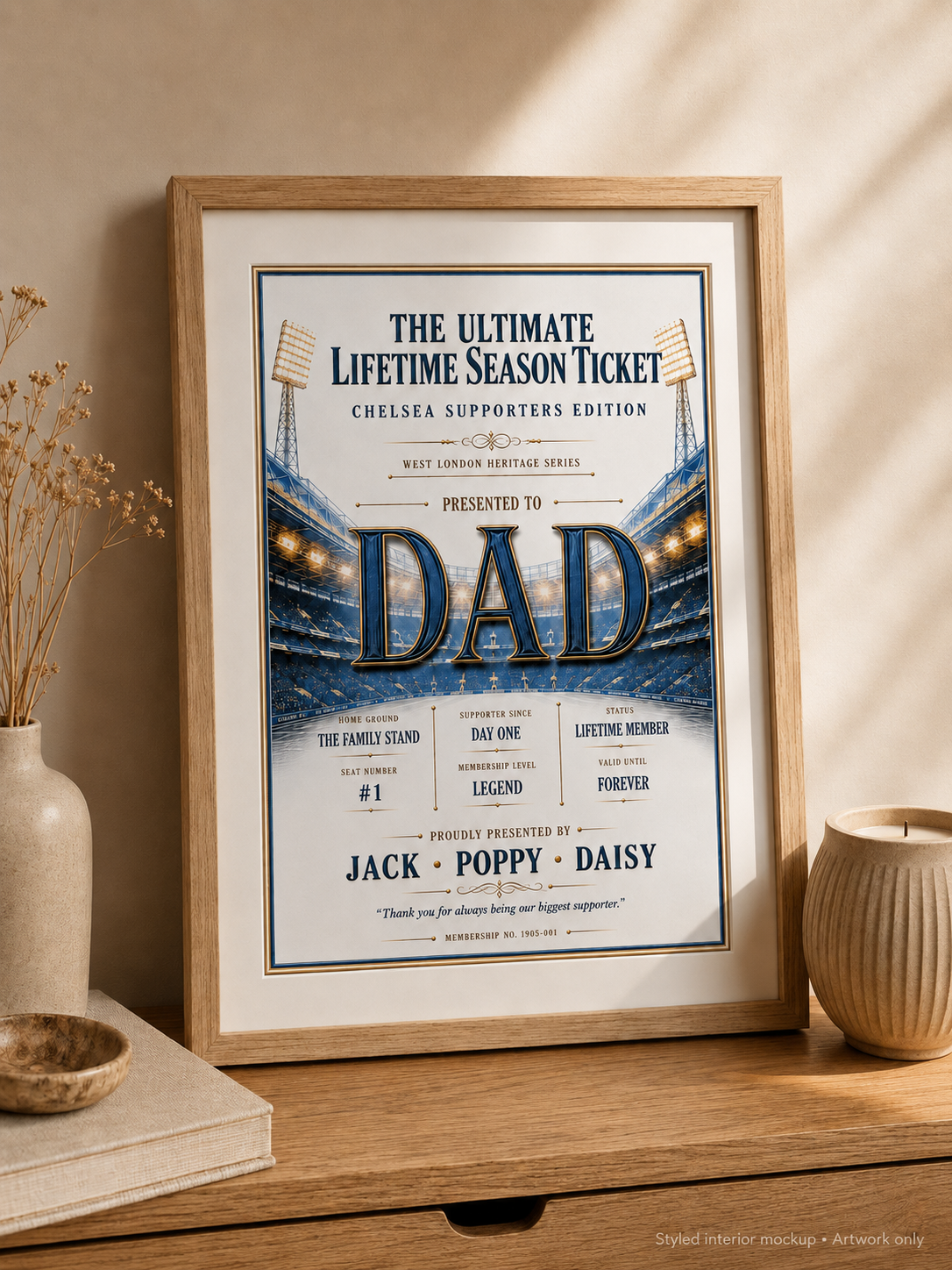 Personalised Football Heritage Certificate Print | Dad Football Gift | Supporters Edition Wall Art | Father’s Day Gift for Dad