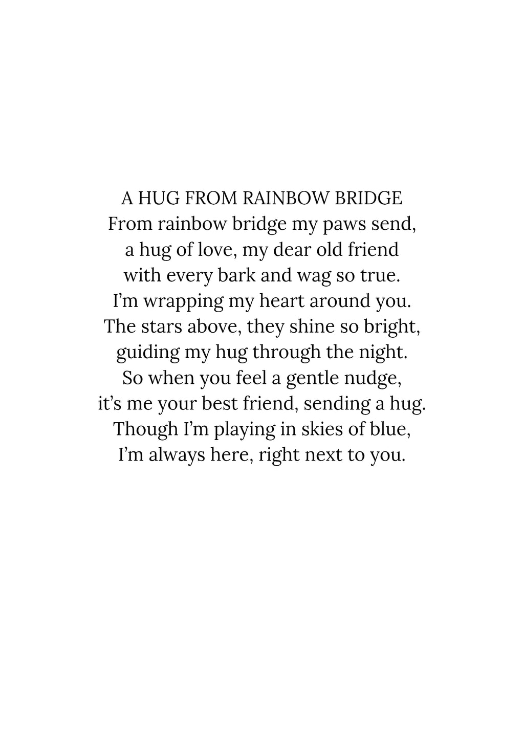 Pet Loss Pocket Hug – Rainbow Bridge Keepsake