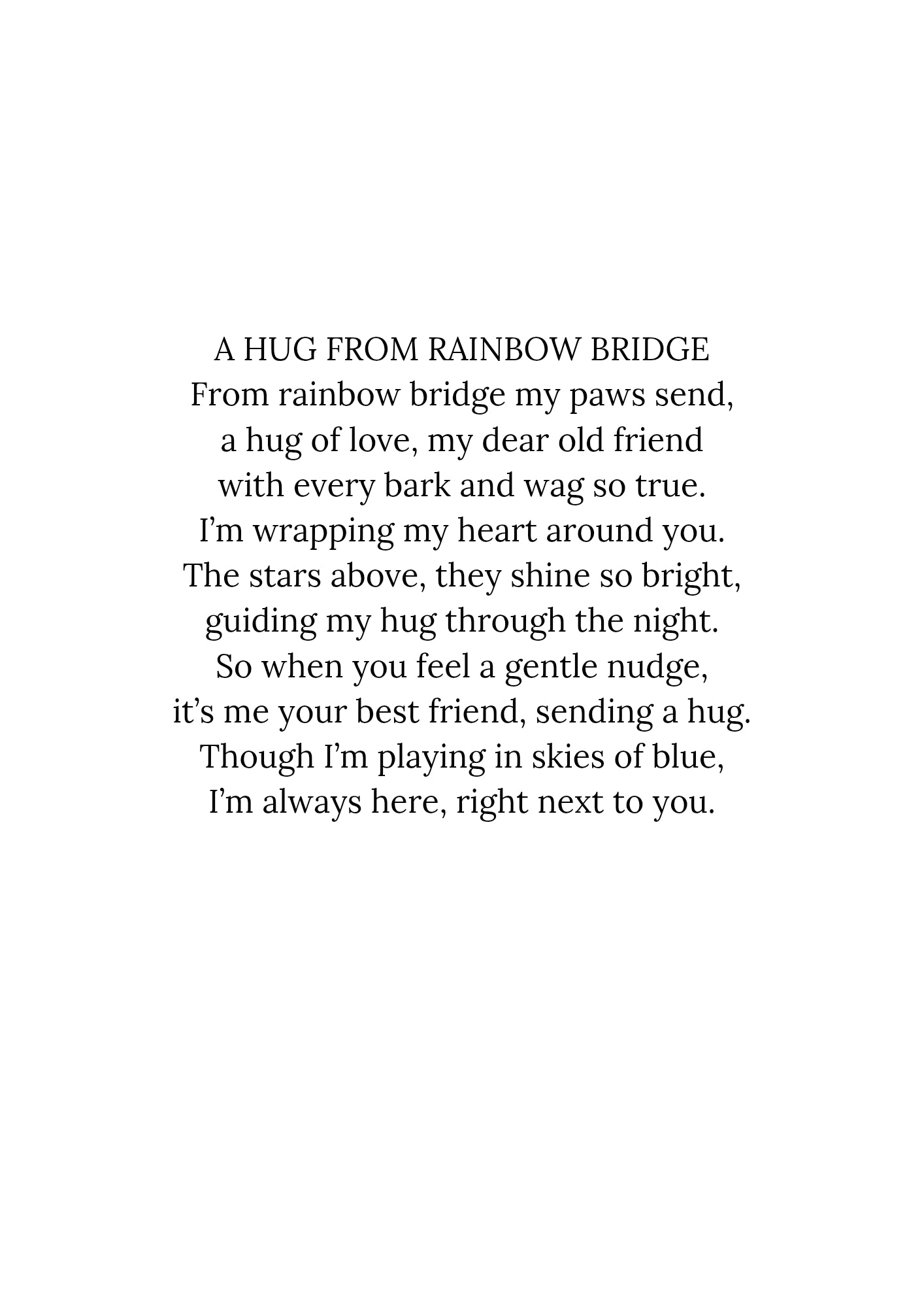 Pet Loss Pocket Hug – Rainbow Bridge Keepsake